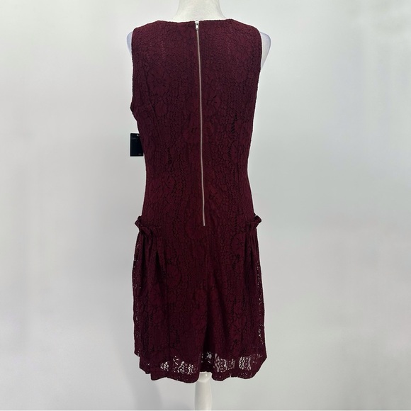 Gabby Skye Burgundy Red Sleeveless Lace Overlay Drop Waist Dress Size 14 - Picture 5 of 15